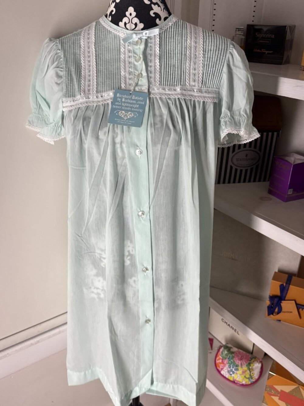 New Barbizon Womens Nan Robe Size Petite 36 Bust 70s Vintage Smocked Cottagecore